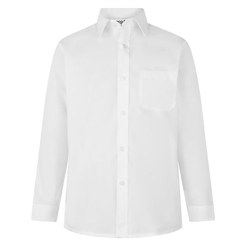 Boys long sleeve white shirt. Non Iron. Twin pack